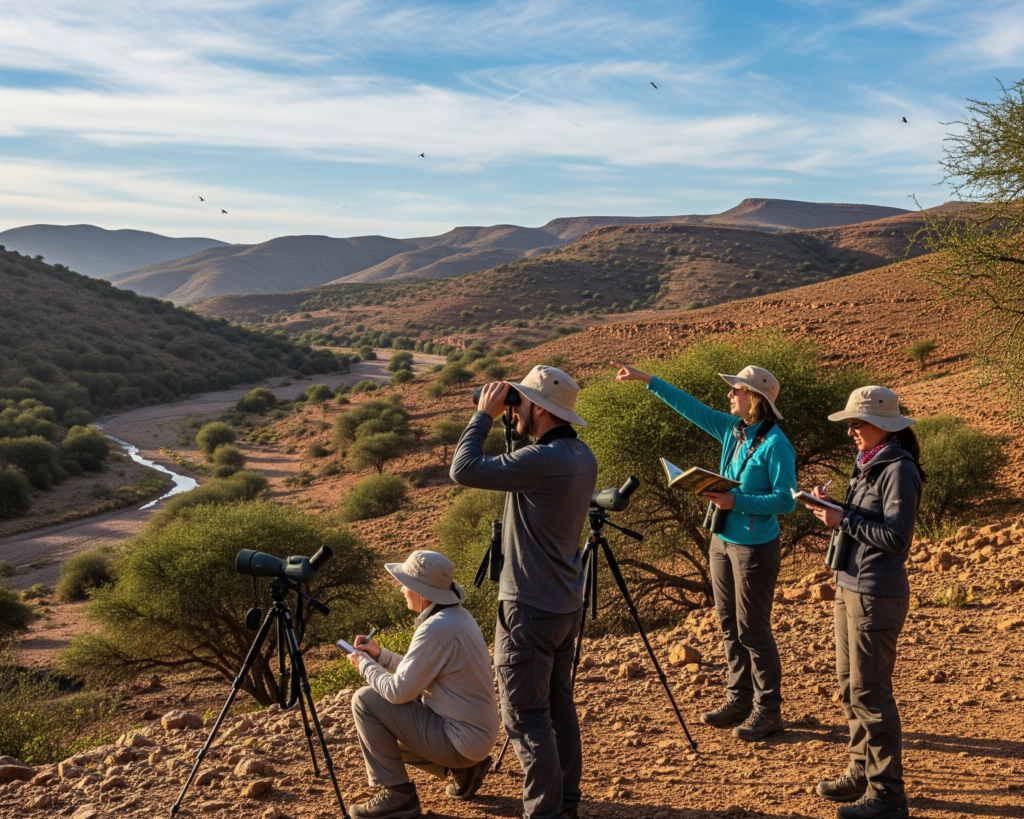 Birdwatching in high atlas mountain
